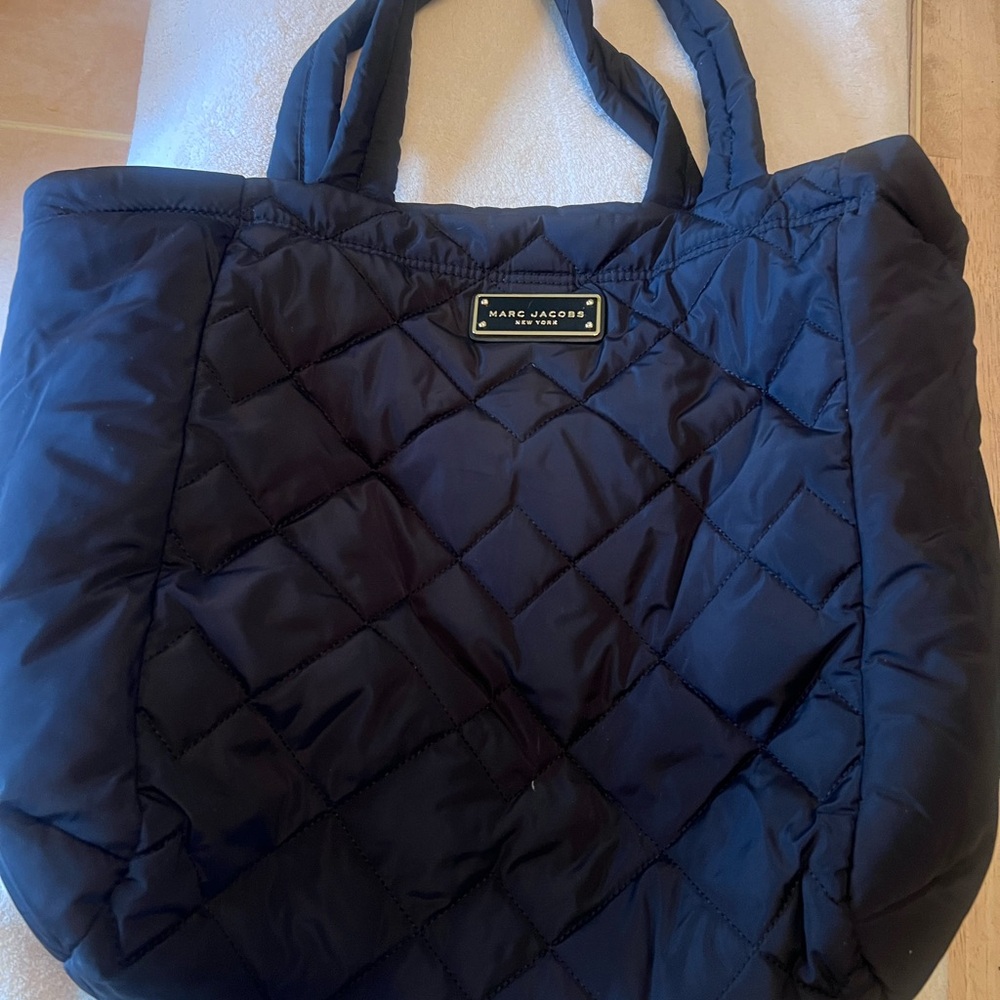 Marc Jacobs Black Quilted Tote Bag with Diamond Pattern
